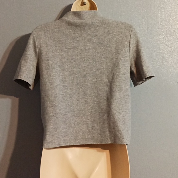 Zara women's light gray, black blends size small short sleeve mock neck … - Picture 14 of 17